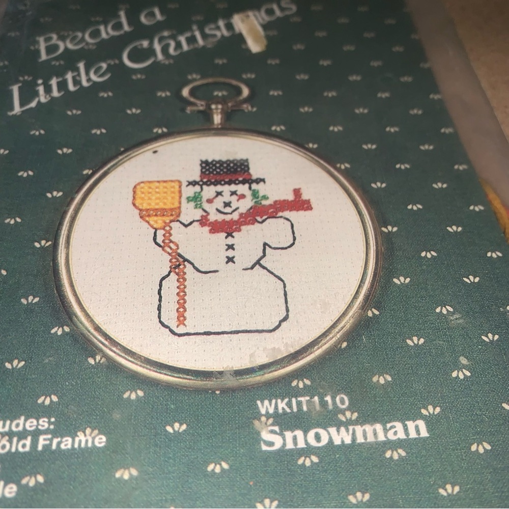 Wangs Snowman Cross Stitch Kit Bead A Little Christmas WKIT 110